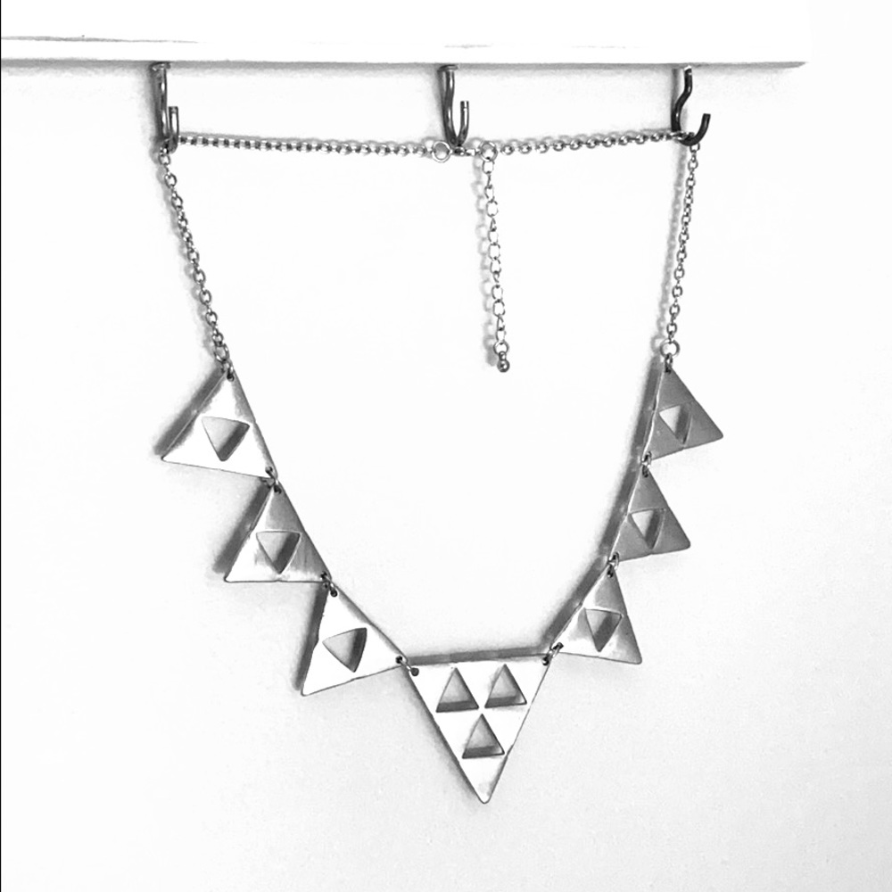 Silver Triangle statement Necklace